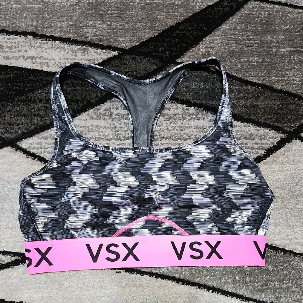 VS VSX 2016 SPACE-DYED MESH LINED WIRELESS RACERBACK SPORTS BRA LARGE